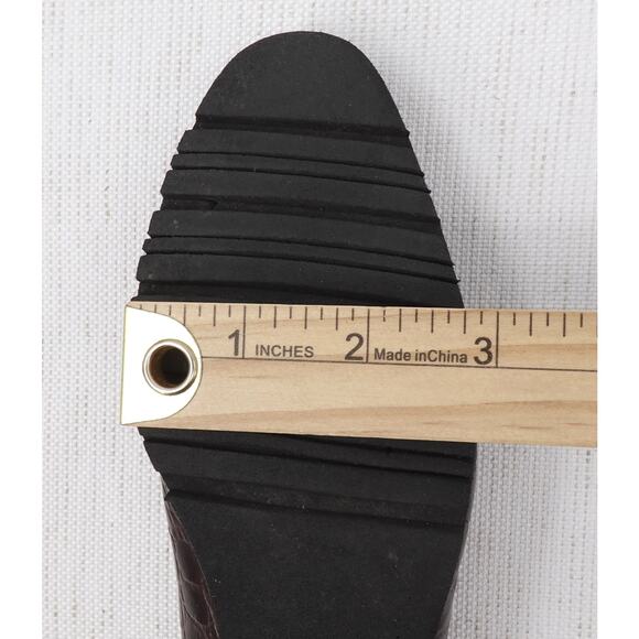 Salvatore Ferragamo Pumps 7.5 Low Heel Narrow Croc Embossed Work Comfort Shoes - Picture 14 of 16